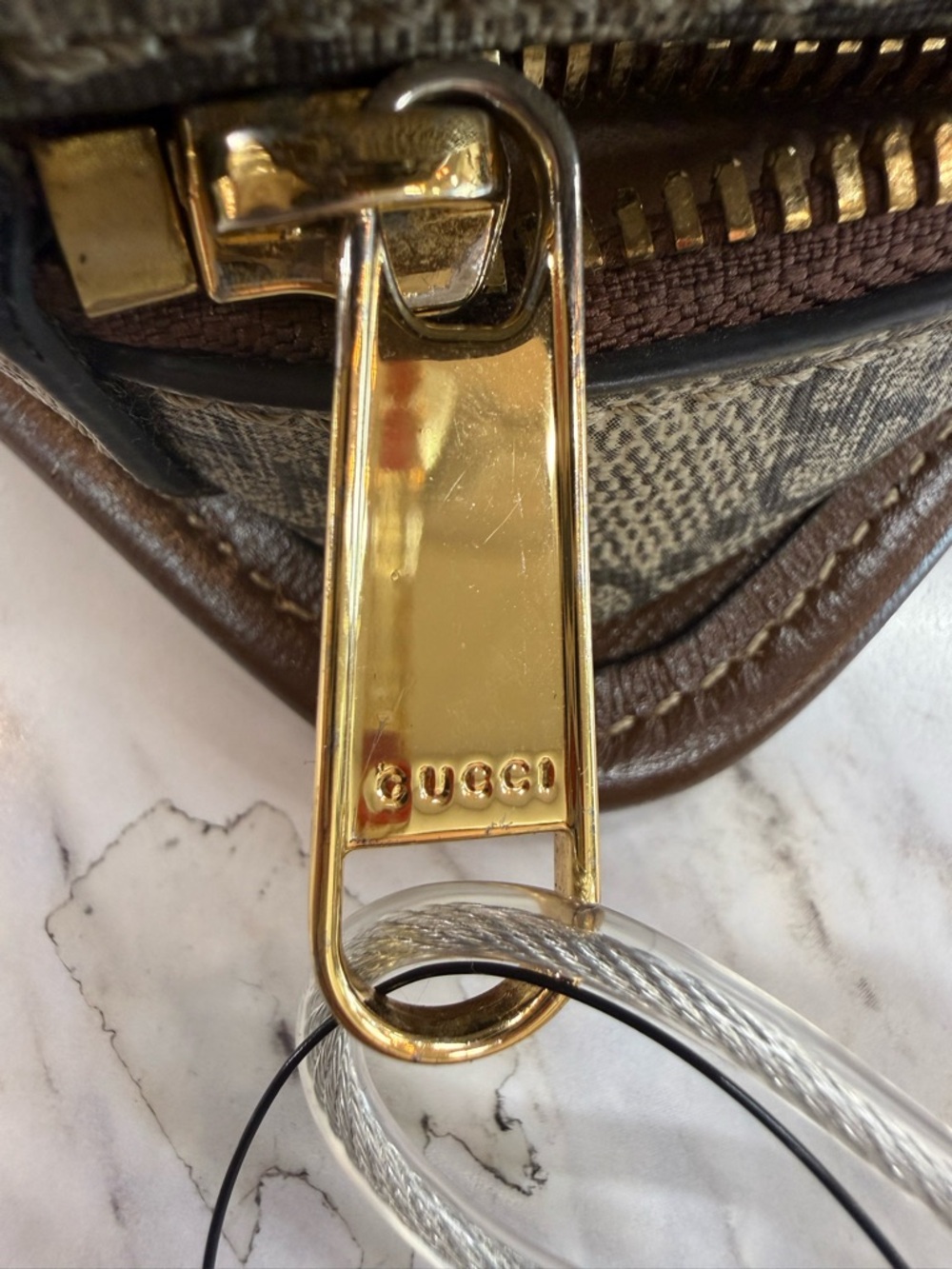 Gucci Beige GG Canvas and Brown Leather Men’s Toiletry Bag - Picture 6 of 16